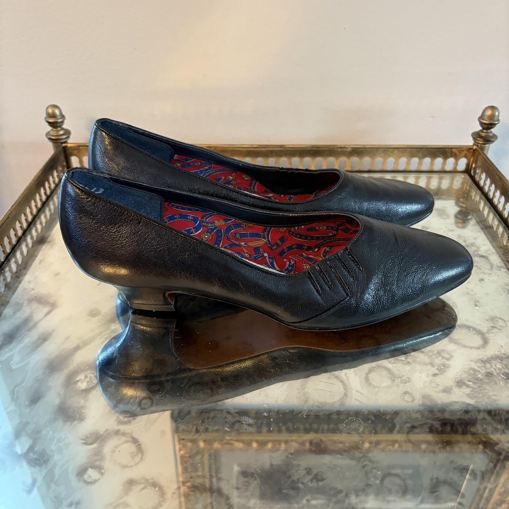 Vintage Town & Country Shoes Womens Size 6.5 Leather Unpump Comfort Heels USA 80 - Picture 4 of 11